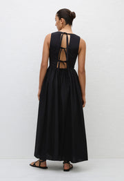 Tie Back Midi Dress - Black - Matteau